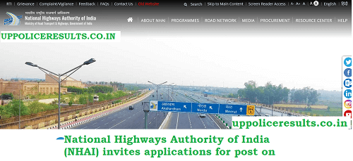 Recruitment National Highways Authority of India (NHAI) for post on Deputation basis